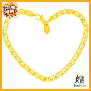 Gold Plated Mariner Link Anklet Classic Elegant Nautical Jewelry Lobster Clasp